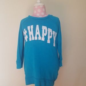 Blue #Happy Mid Sleeve Shirt